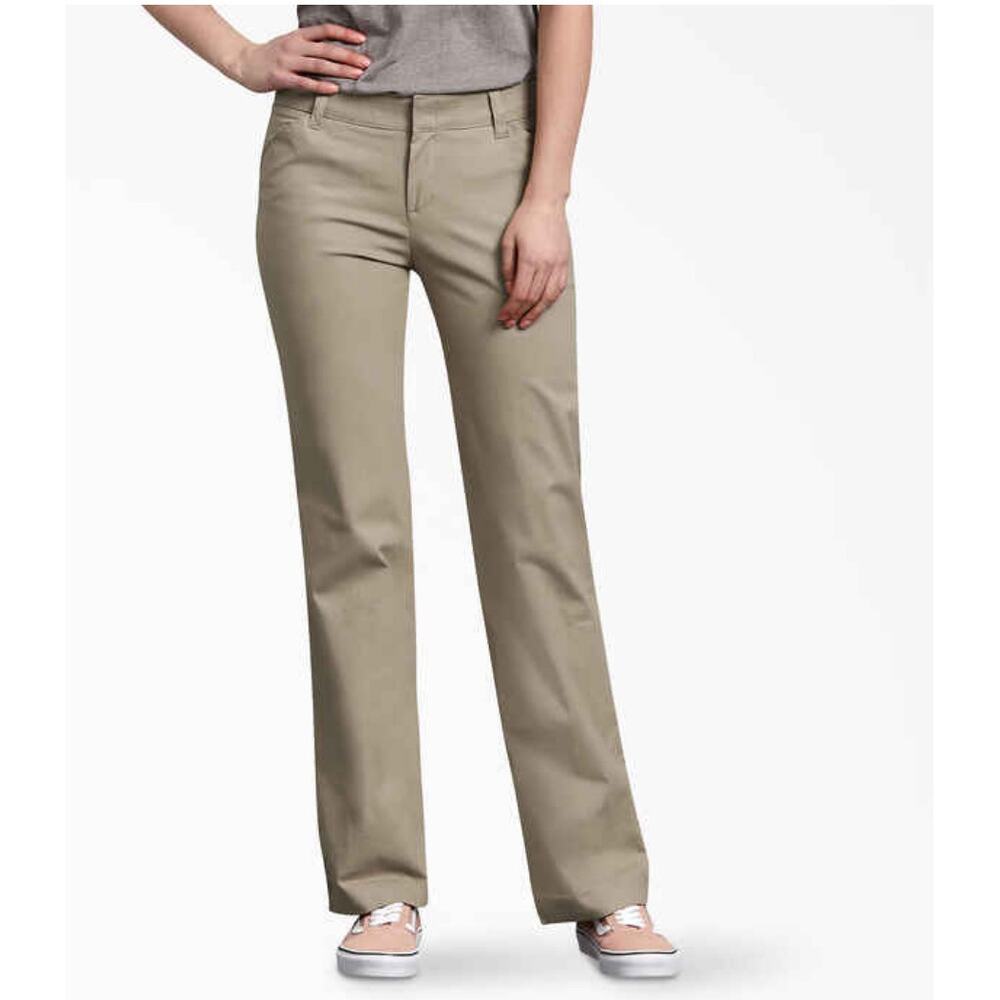 Dickies Lot of 2 Womens Stretch Twill Relaxed‎ Fit Work Pants Khaki Size 14 NWT